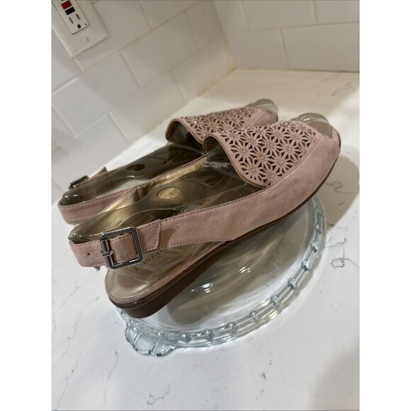LONDON FOG PINK LEATHER SLINGBACK SANDALS WOMENS SIZE 8.5 M - Picture 4 of 12